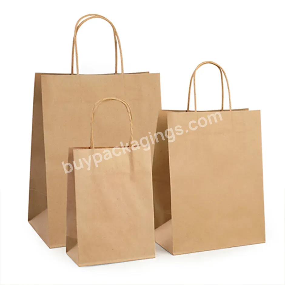 Eco Friendly Brown Kraft Custom Paper Shopping Bags Wholesale Craft Paper Bags With Your Own Logo