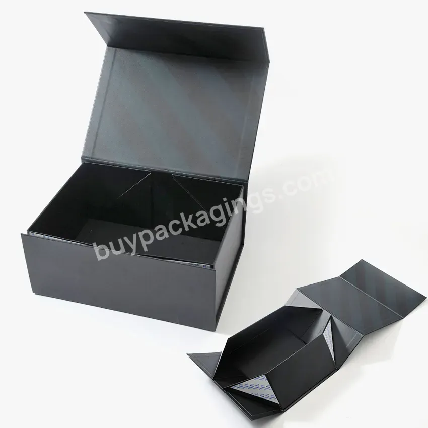 Eco Friendly Cardboard Packaging Magnetic Closure Custom Black Shoe Foldable Magnetic Paper Gift Box