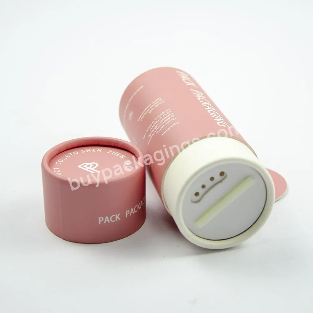 Eco Friendly Cardboard Round Canister Kraft Paper Spice Salt Shaker Tube With Rolled Sifter for Loose Powder Packaging