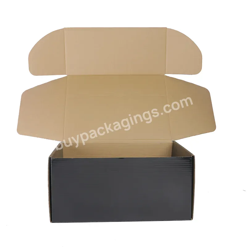 Eco-friendly Clothing Shipping Package Box Customized Black Corrugated Cardboard Mailer Paper Boxes