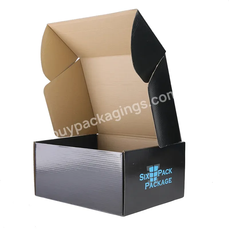 Eco-friendly Clothing Shipping Package Box Customized Black Corrugated Cardboard Mailer Paper Boxes