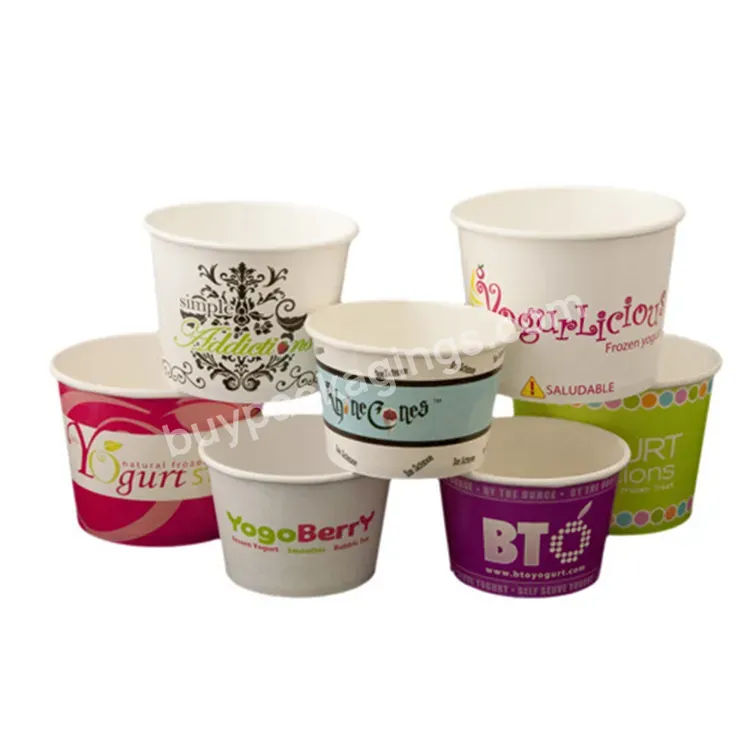 Eco Friendly Compostable Custom Printing 4oz 8 Oz Frozen Paper Cup For Ice Cream Yogurt Paper Cups