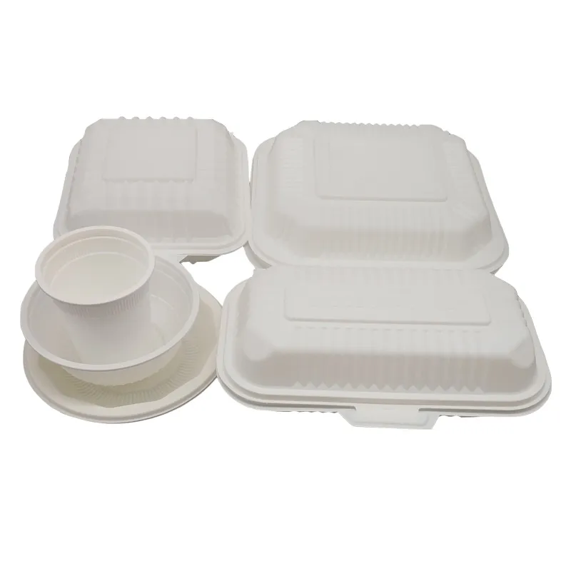 Eco Friendly Compostable Food Container Disposable Cornstarch Lunchbox Eco Bento Biodegradable Tableware Lunch Box Set