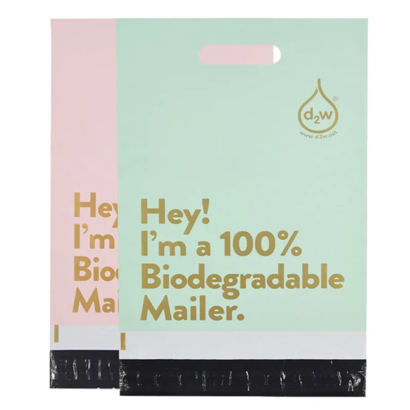 Eco friendly cornstarch PBAT white pink insulated expandable custom window poly 100% biodegradable green mailer with handle