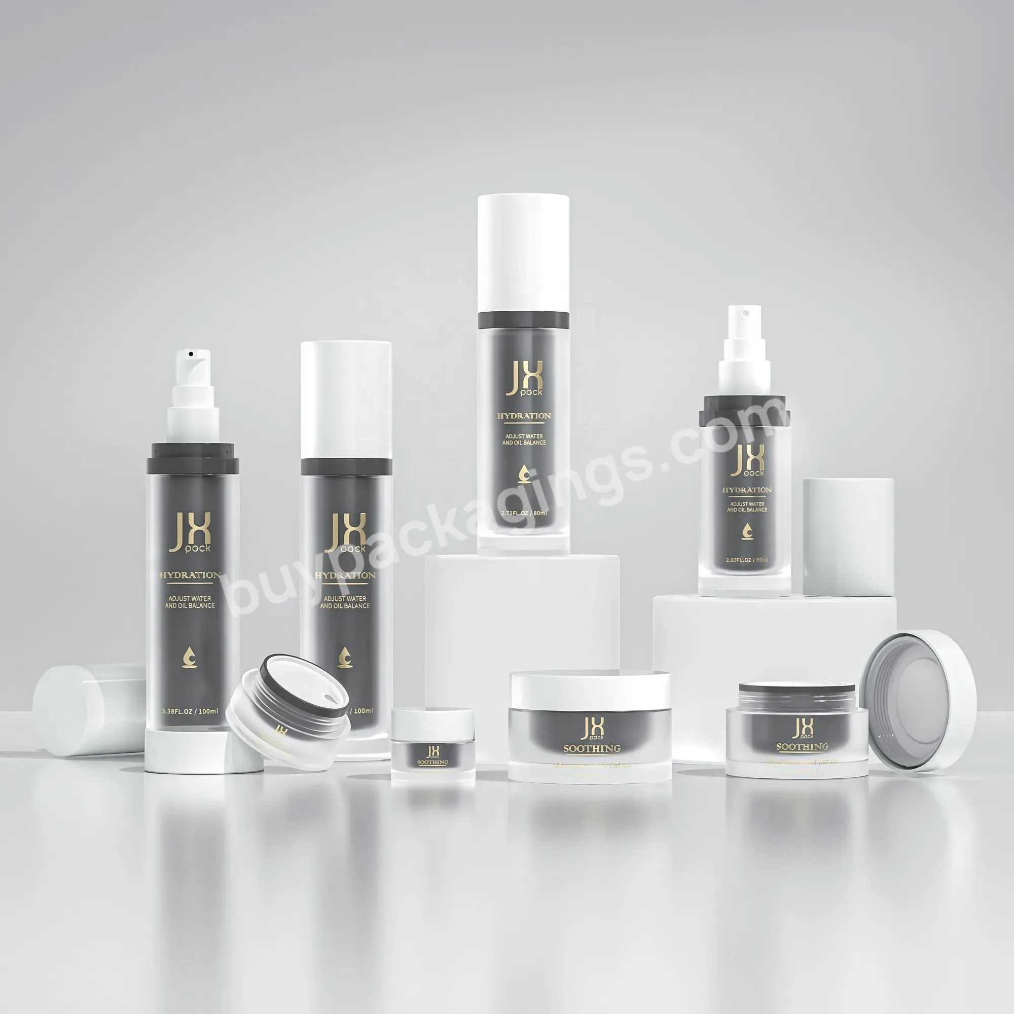 Eco Friendly Cosmetic Packaging Acrylic Cosmetic Packaging Empty Lotion Bottles Serum Cream Jars Pump Bottle Sets