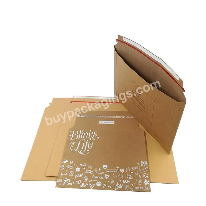 Eco friendly Craft No Bend Corrugated Clothing Pack Mailing Bags Kraft Paper Packaging Rigid Cardboard Envelopes