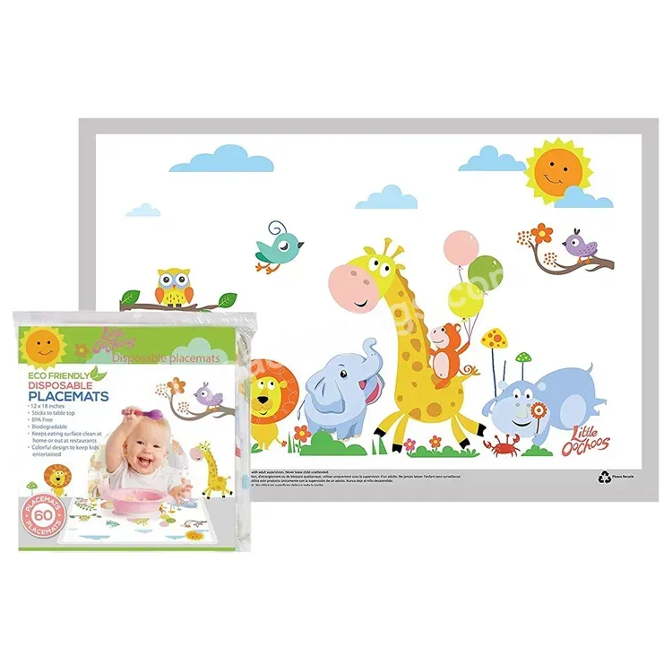 Eco Friendly Custom Design Bpa Free Disposable Kids Placemats Baby Table Topper For Restaurant