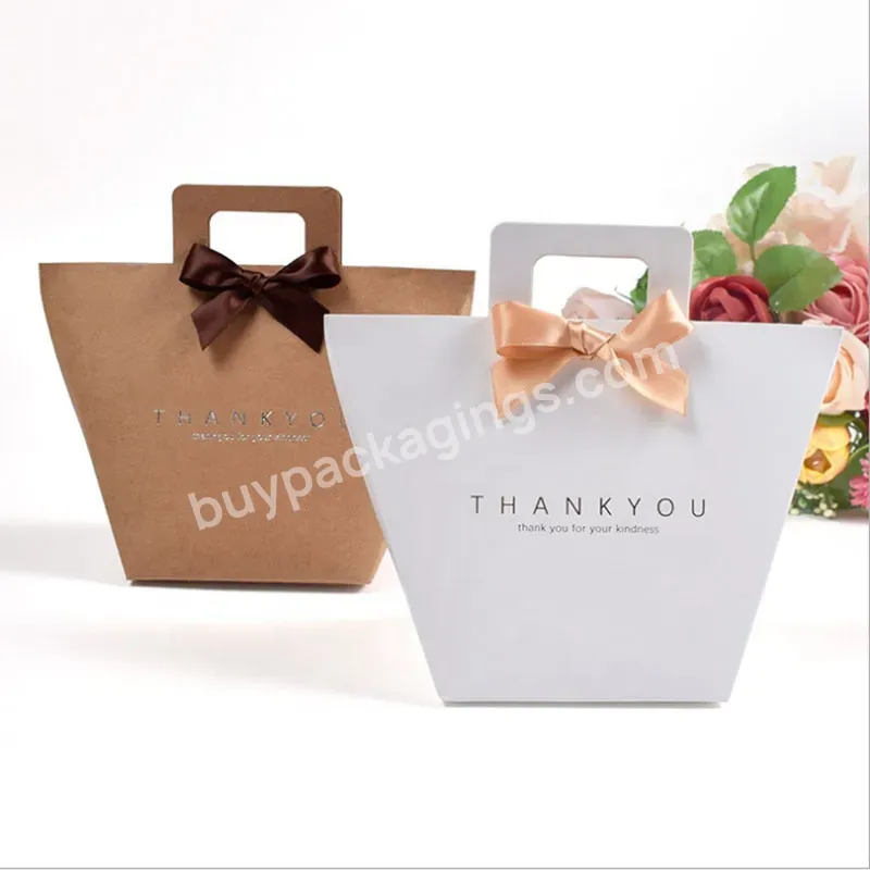 Eco-friendly Custom Fashionable Special Design Kraft Paper Gift Bag For Snack Packaging With Handle