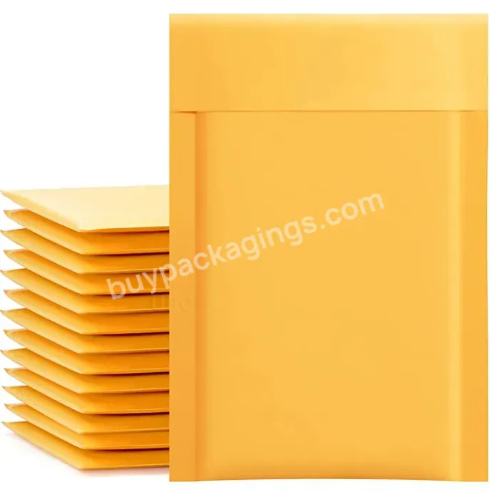 Eco Friendly Custom Kraft Mailer Bag Shipping Pouch Kraft Bubble Mailers Self Sealing Yellow Padded Envelopes For Jewelry,Phone