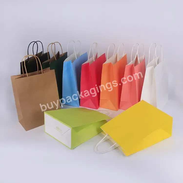 Eco Friendly Custom Logo Gift Brown White Packaging Cloth Printed Shopping Paper Bag With Your Logo