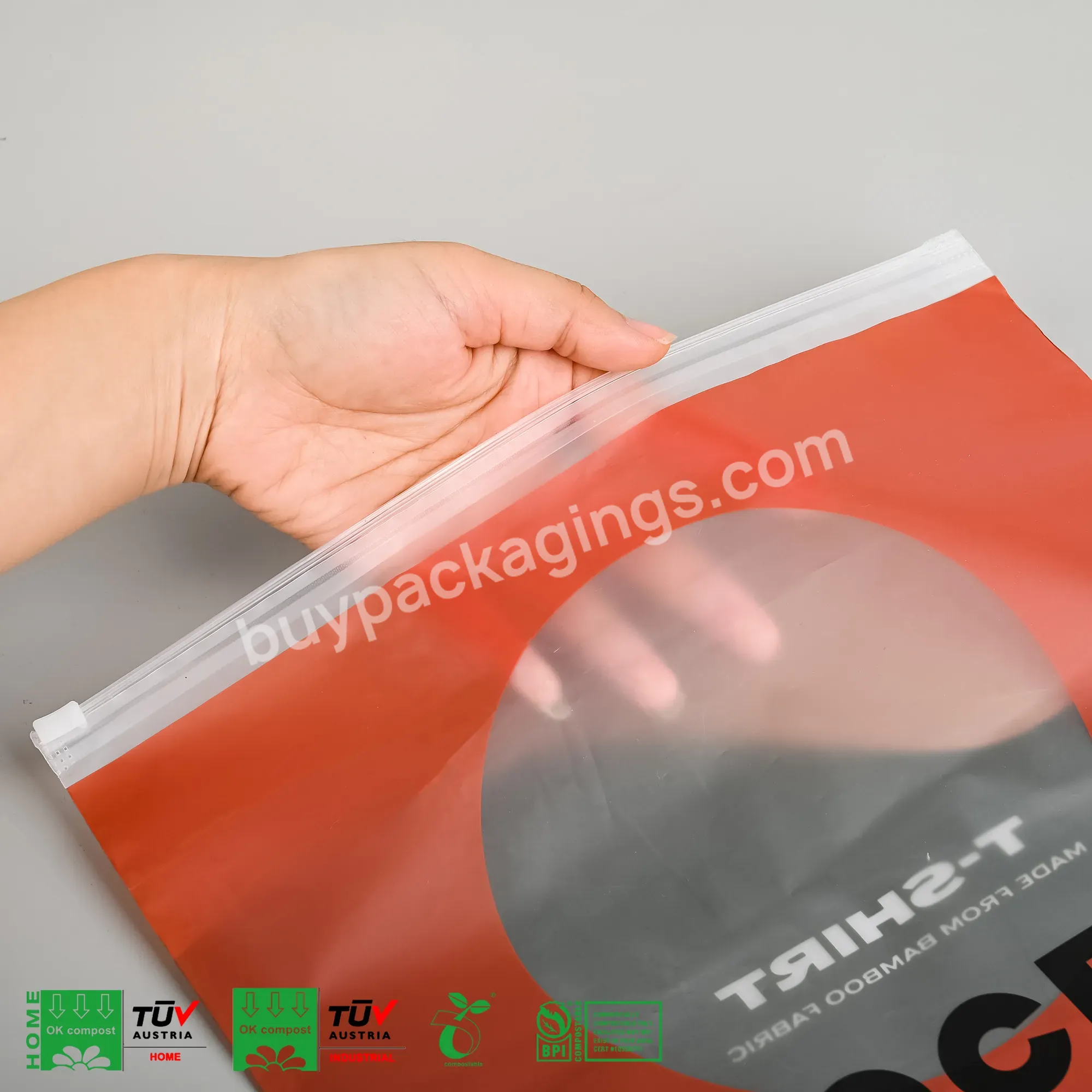 Eco Friendly Custom Logo Printed Zip Lock Bag Compostable Clothing Packaging Zipper Bags