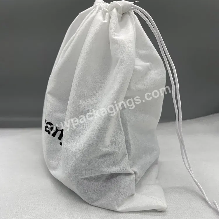 Eco Friendly Custom Logo White Clothing Travel Storage Bag Toy Fabric Dust Bag Moisture-proof Non Woven Drawstring Dust Bag