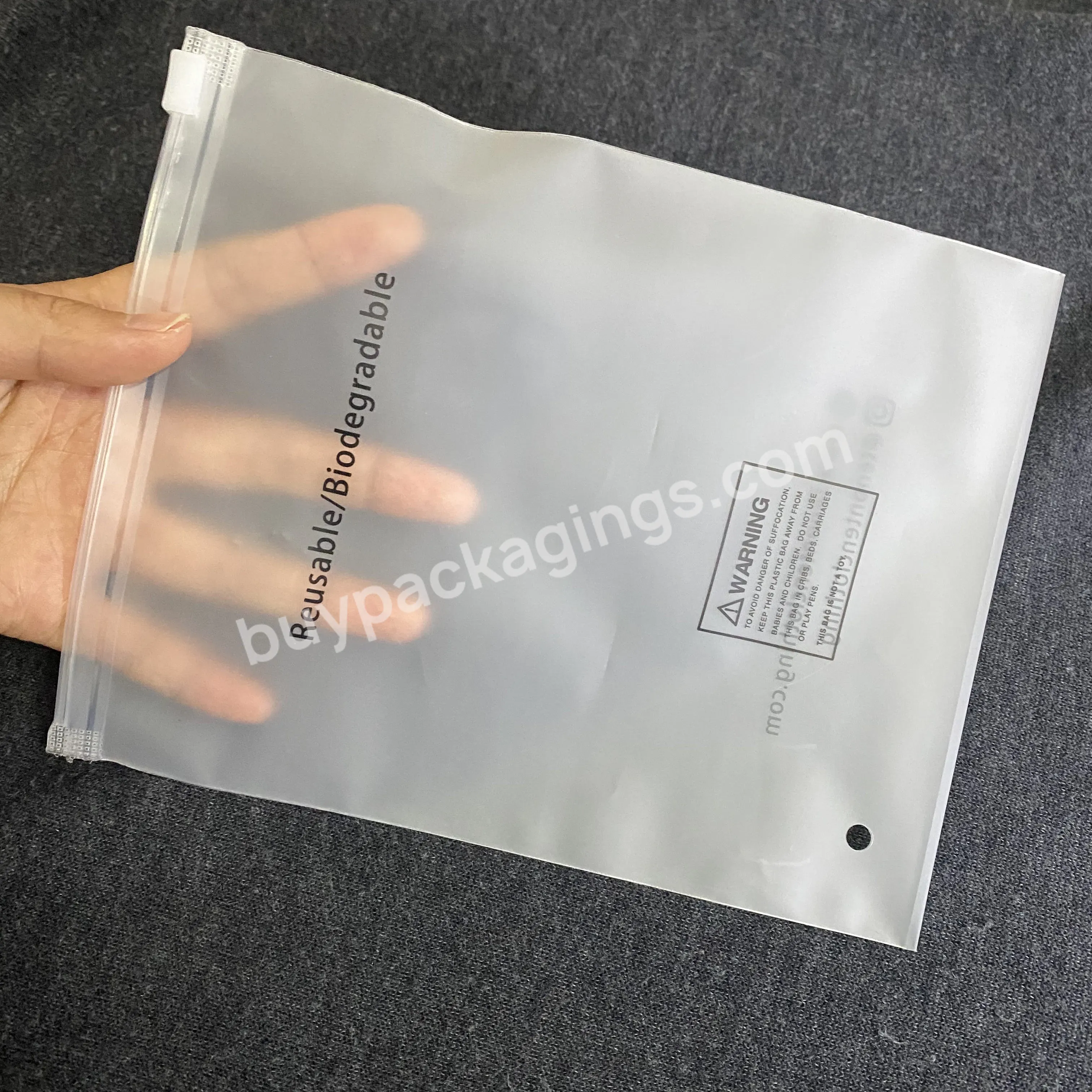 Eco-friendly Custom Printed Biodegradable Frosted Sealing Zipper Lock Bag For Clothes Shirt Swimwear Bra Packaging