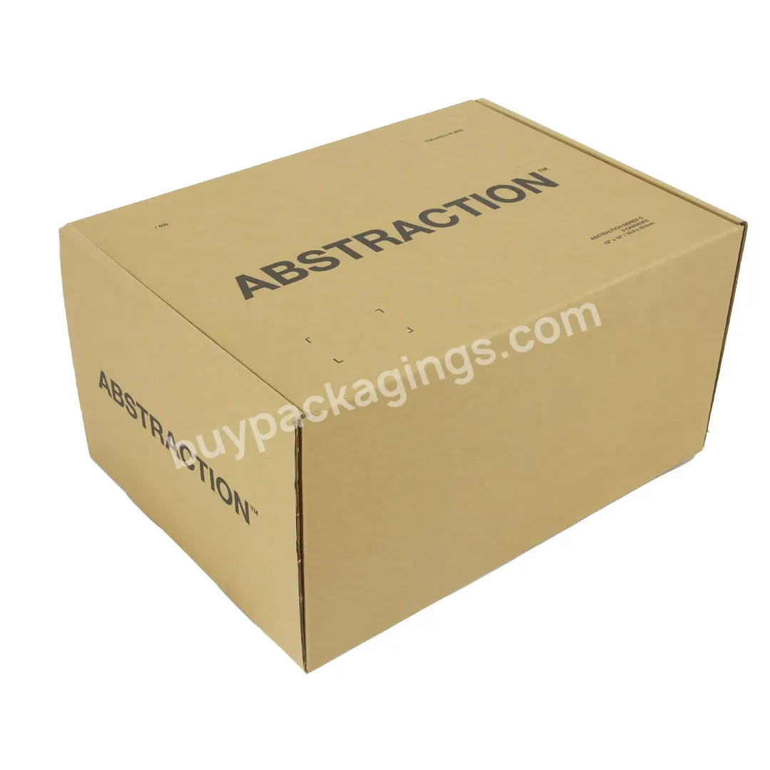 Eco-friendly Custom Printed Cardboard Boxes Brown Kraft Shipping Mailer Clothes Shipping Packaging Box With Plastic Handle