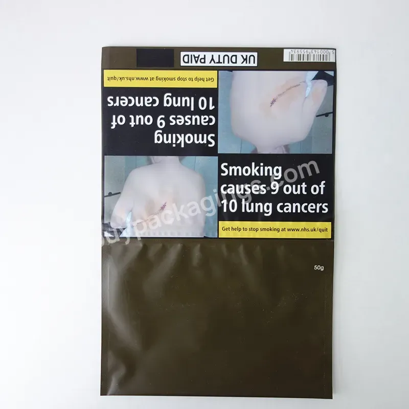 Eco Friendly Custom Printed Self Adhesive Sealing Rolling Tobacco Pouch Mylar Tobacco Packaging Bags