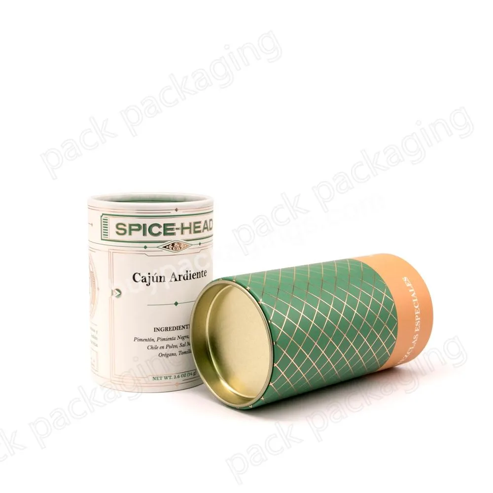 Eco Friendly Custom Printing Custom Cardboard Paper Tube Gold Foil Stamping Protein Powder Vitamin Spicy Pepper Food Packaging