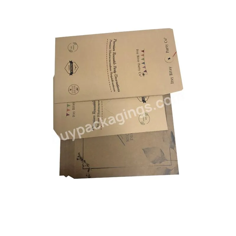 Eco-friendly Custom printing packaging brown kraft paper printing envelope with string