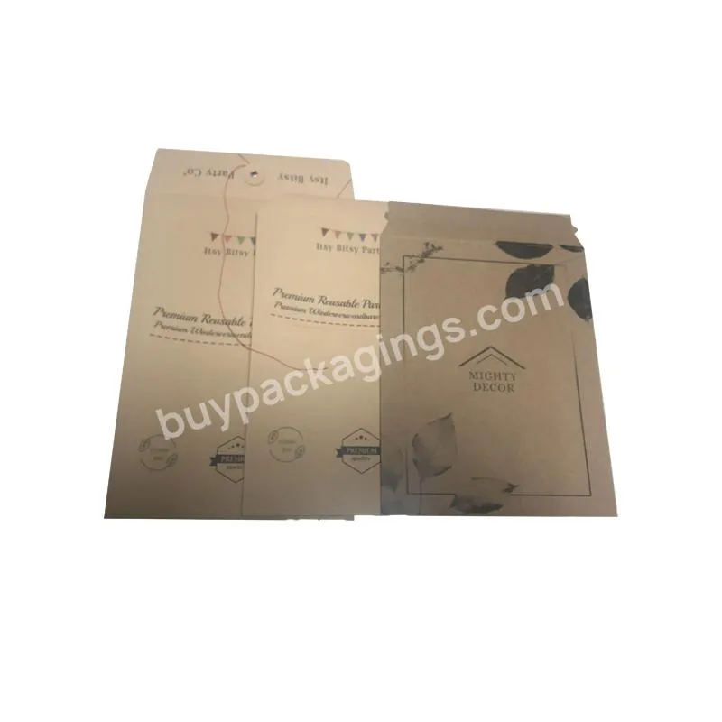 Eco-friendly Custom printing packaging brown kraft paper printing envelope with string