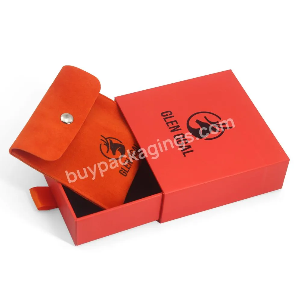 eco friendly customised white slide jewellery box packaging set with pouch