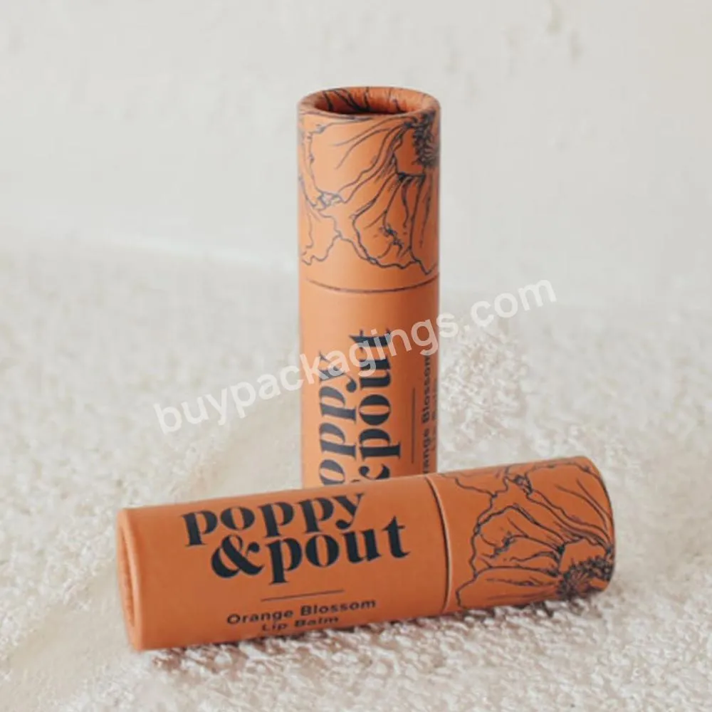 eco friendly cylinder 0.3oz push up kraft paper tube packaging for lip balm deodorant container