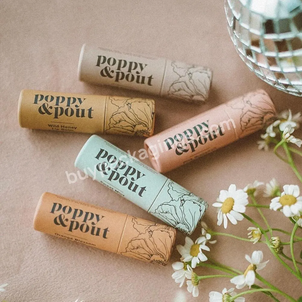 eco friendly cylinder 0.3oz push up kraft paper tube packaging for lip balm deodorant container