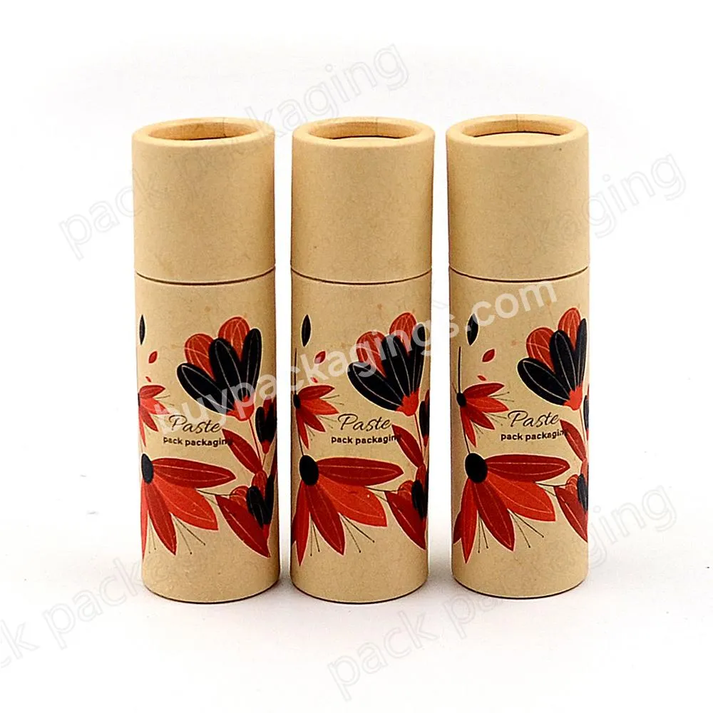 Eco Friendly Cylinder Cardboard Custom Printing Empty Paper Packaging Sunscreen Lip Balm Skincare Containers Push Up Tube