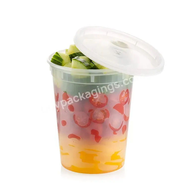 Eco Friendly Disposable Round To Go Soup Paper Containers Custom Printed 32 Oz 16oz Deli Container