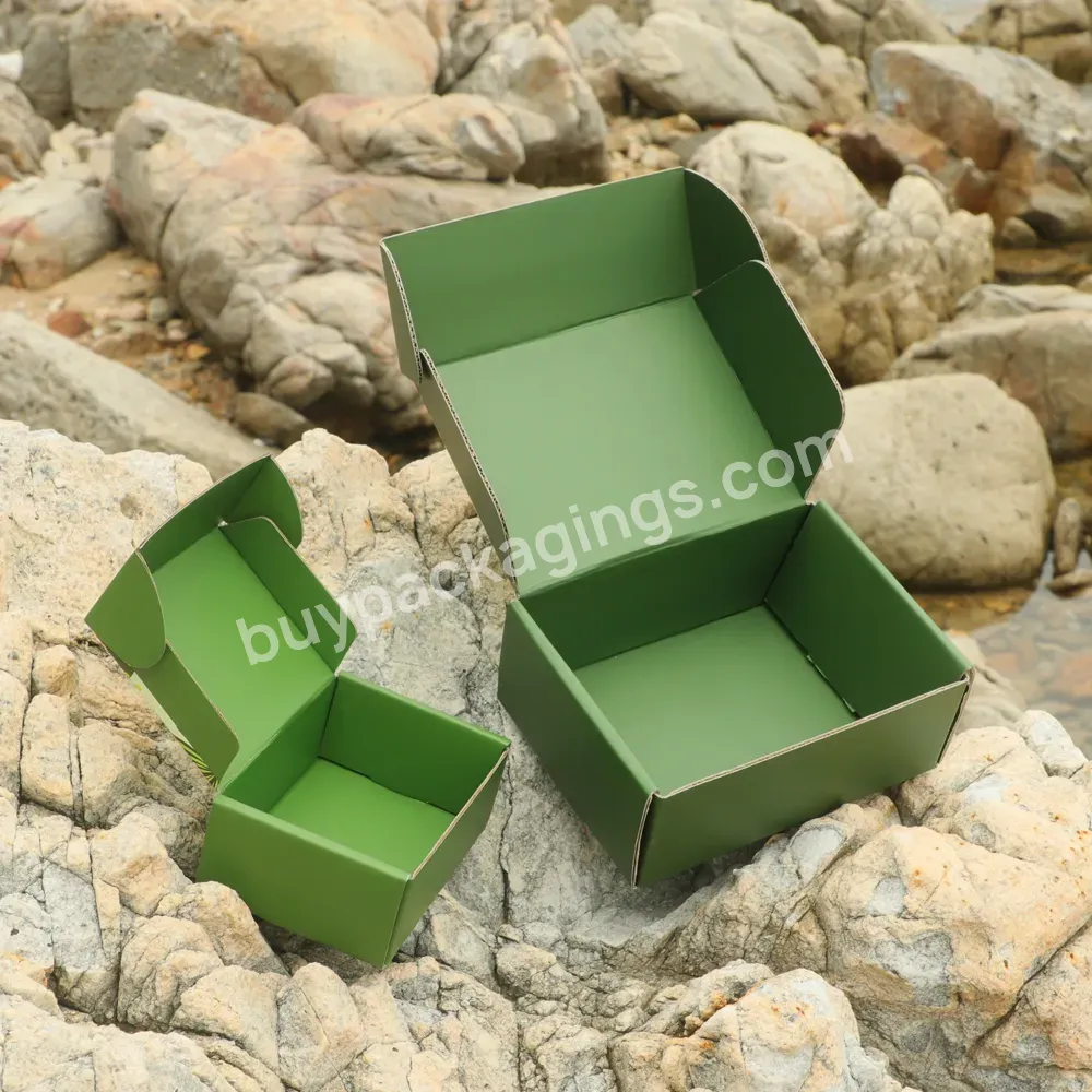 Eco Friendly Durable Clothing Gift Shoes Paper Packaging Cardboard Shipping Boxes Custom Logo Printed Green Mailer Box