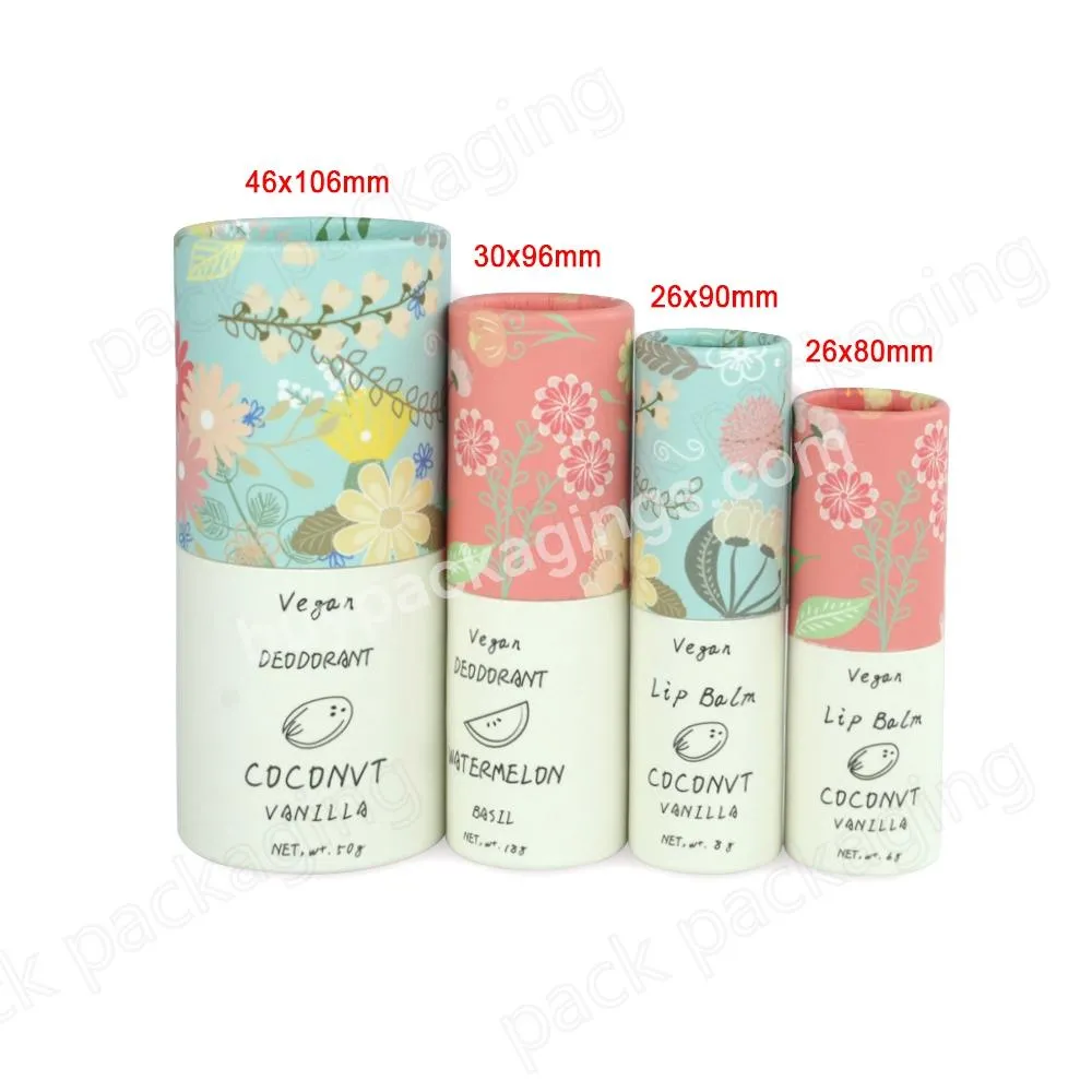 Eco-friendly Empty Lovely Design Food Grade Cardboard Twist Up Cylinder Round Tube for Men Deodorant Stick Container Packaging