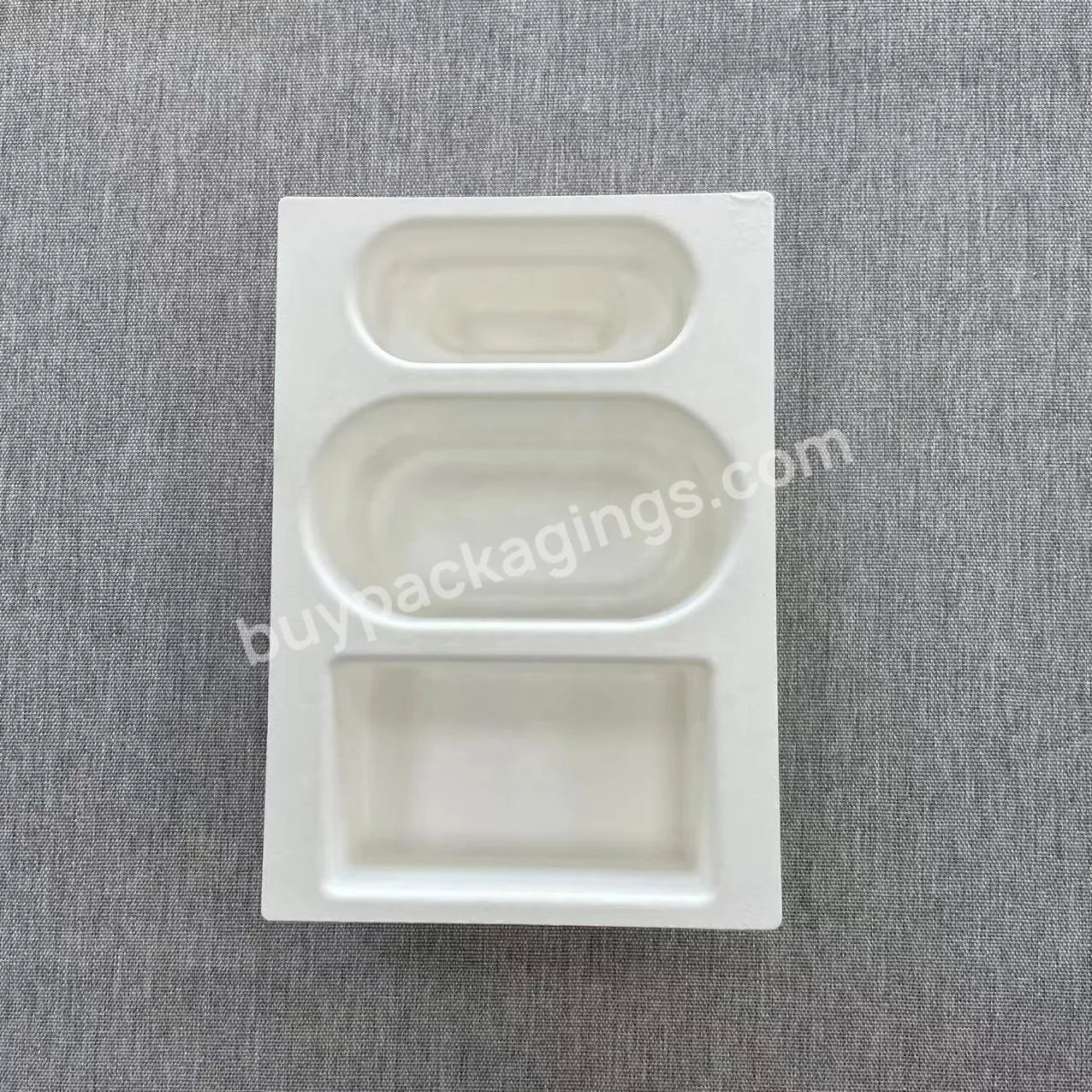 Eco-friendly Foil Embossed Custom Gift Cosmetic Paper Molded Fiber Pulp Packaging Box Insert Paper Holder Tray