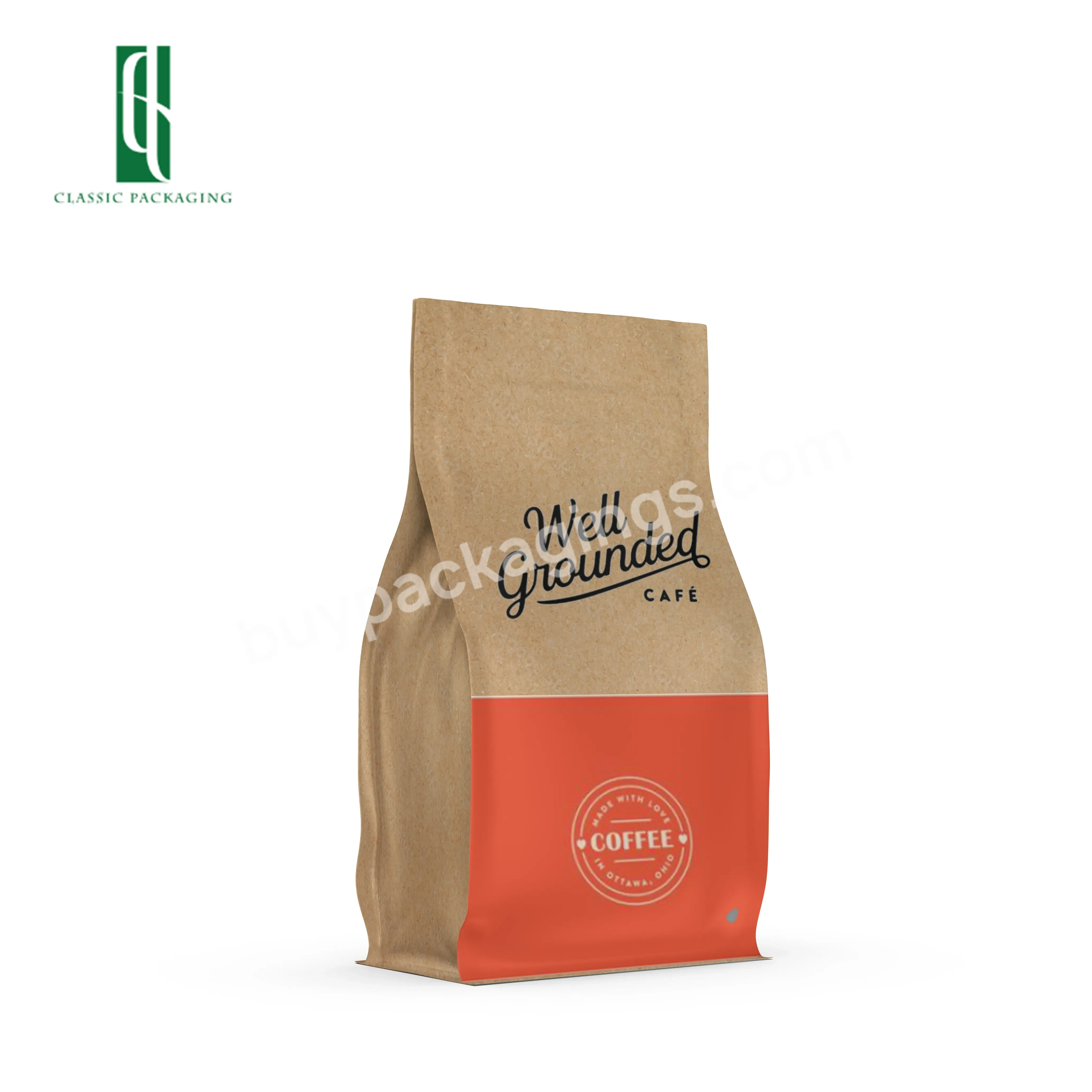 Eco Friendly Food Grade 1kilo 2kilo Coffee Pouch With Valve Paper Bag Customized Smell Proof Paper Finish Coffee Bag