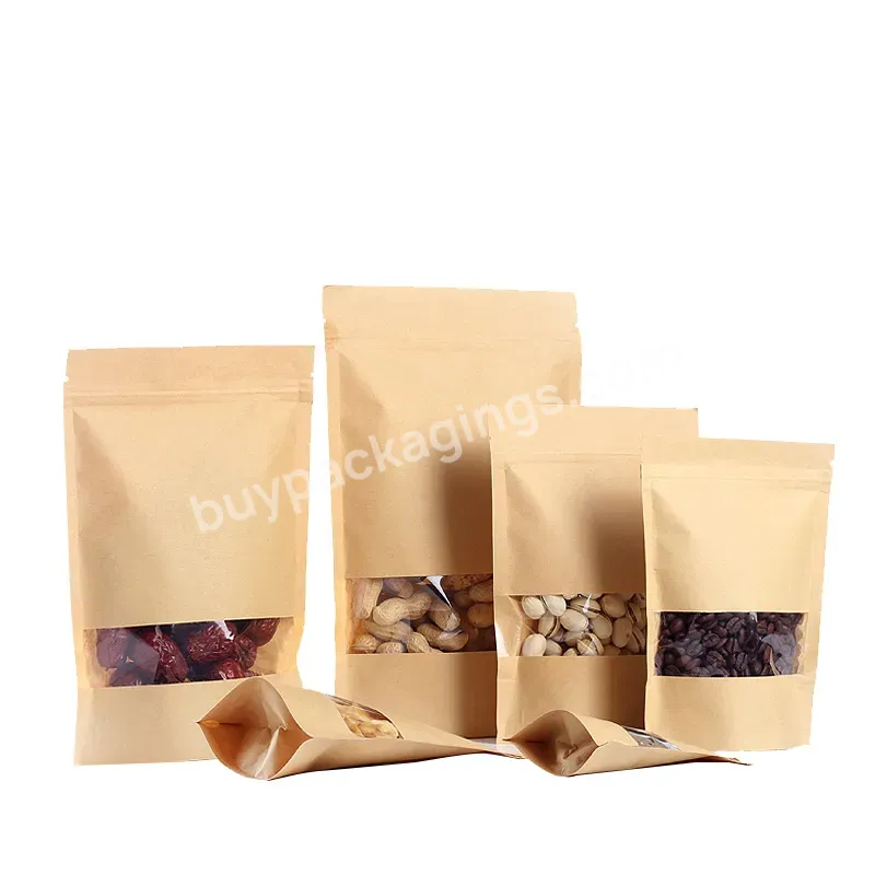 Eco Friendly Food Grade Candy Gift Paper Package Sealable Kraft Paper Bag Custom