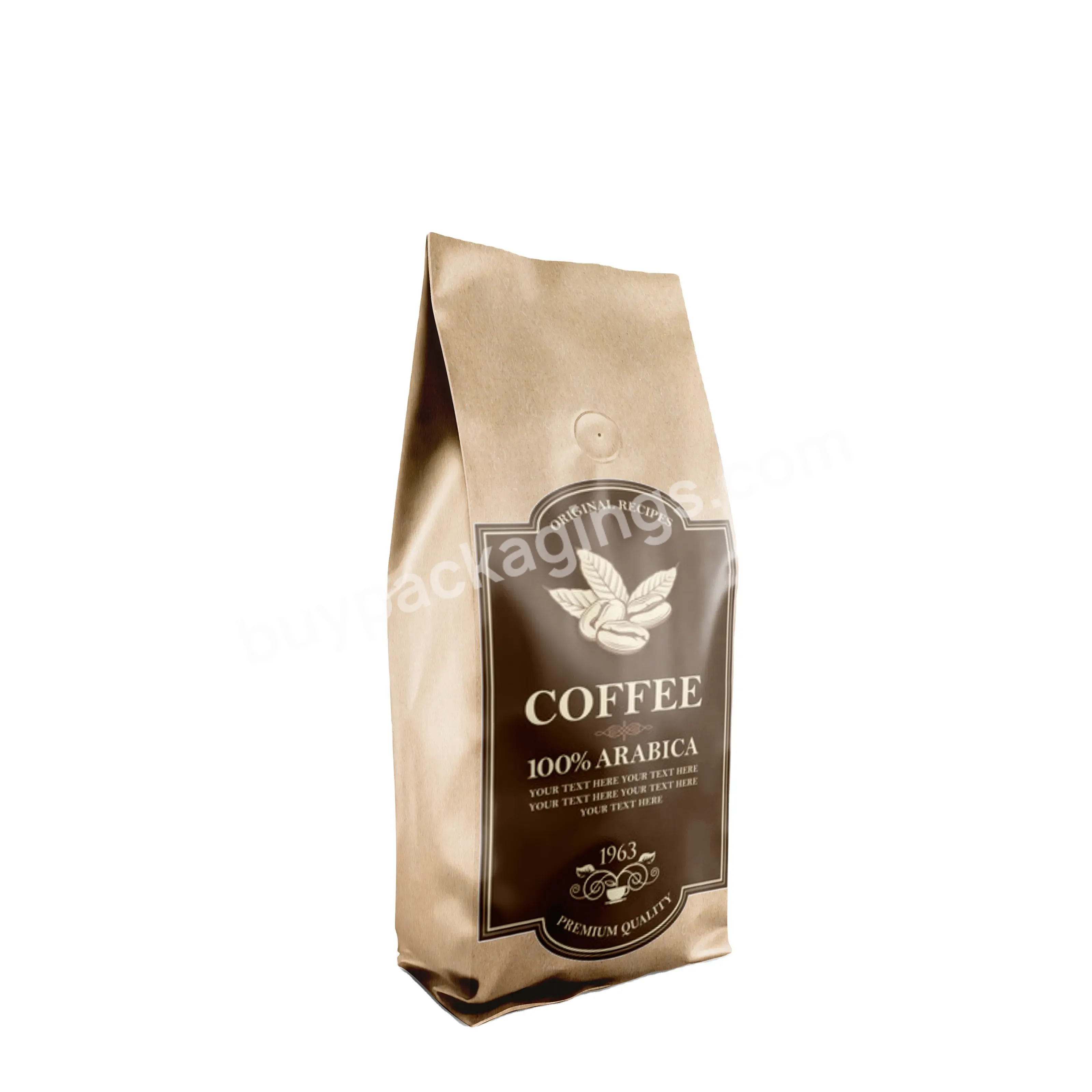Eco Friendly Food Grade Coffee Kraft Bag With Valve Custom Print Black Kraft Paper Bag With Tin Tie