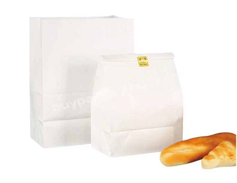 Eco Friendly Food Grade Greaseproof Bakery White Brown Natural Kraft Paper Stand Up Bag Toast Bread POP Corn Packaging Bags