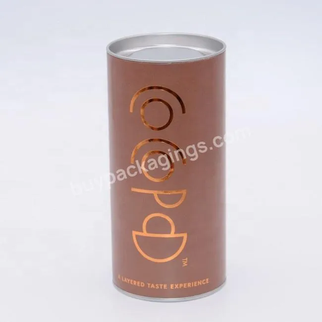 Eco Friendly Food Grade Paper Canister Tea Cardboard Containers CoffeeCandyChocolate Packaging Paper Tube With Metal Lid