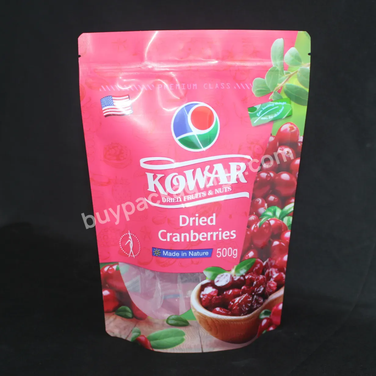 Eco Friendly Free Sample High Quality Packaging Doypack Stand Up Pouch Bag Transparent Ziplock Bag For Dried Cranberries