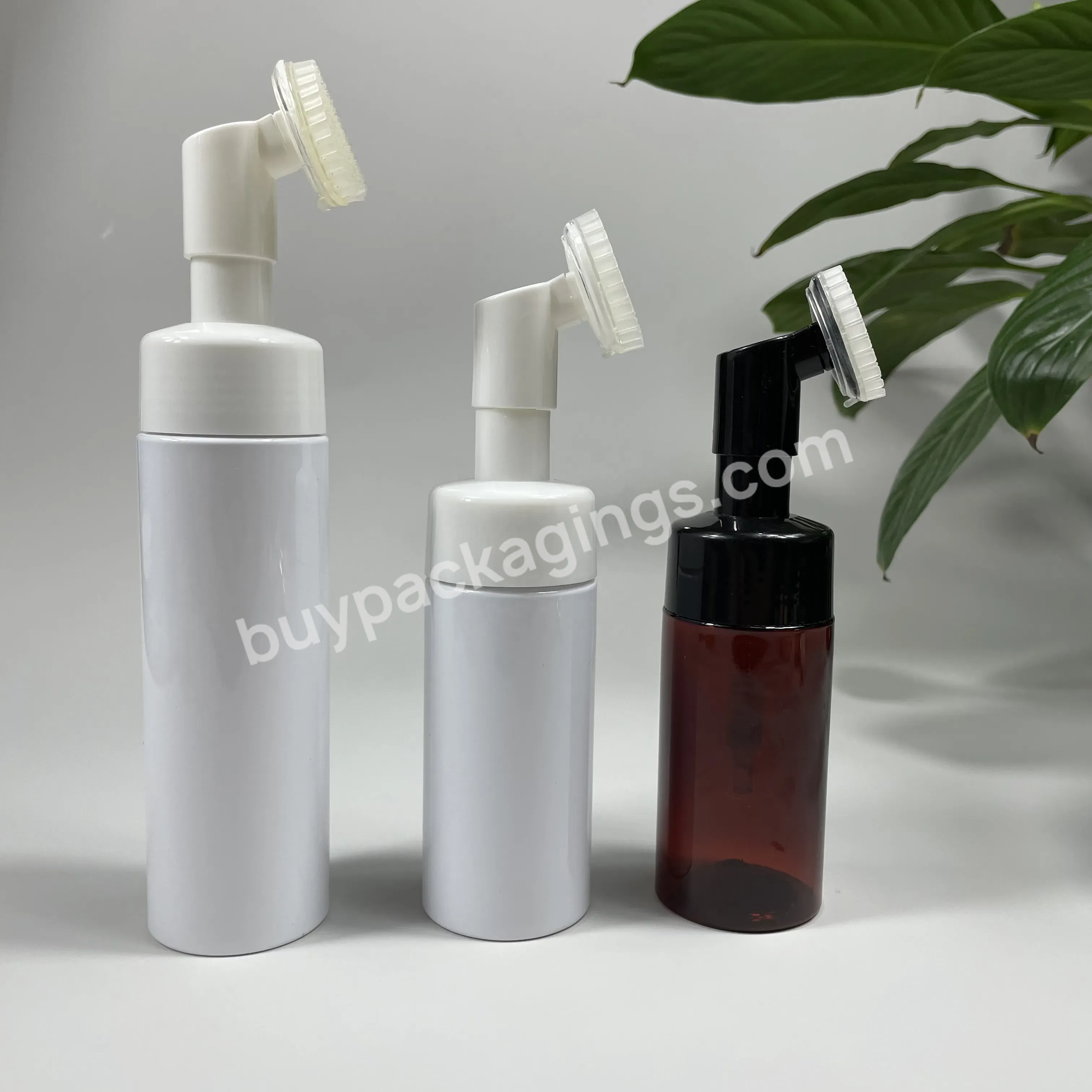 Eco Friendly Frost Pink Cosmetics Cream Jar Plastic Empty Toner Bottle 100ml Heart Silicone Brush Foam Pump Bottle Set Packing