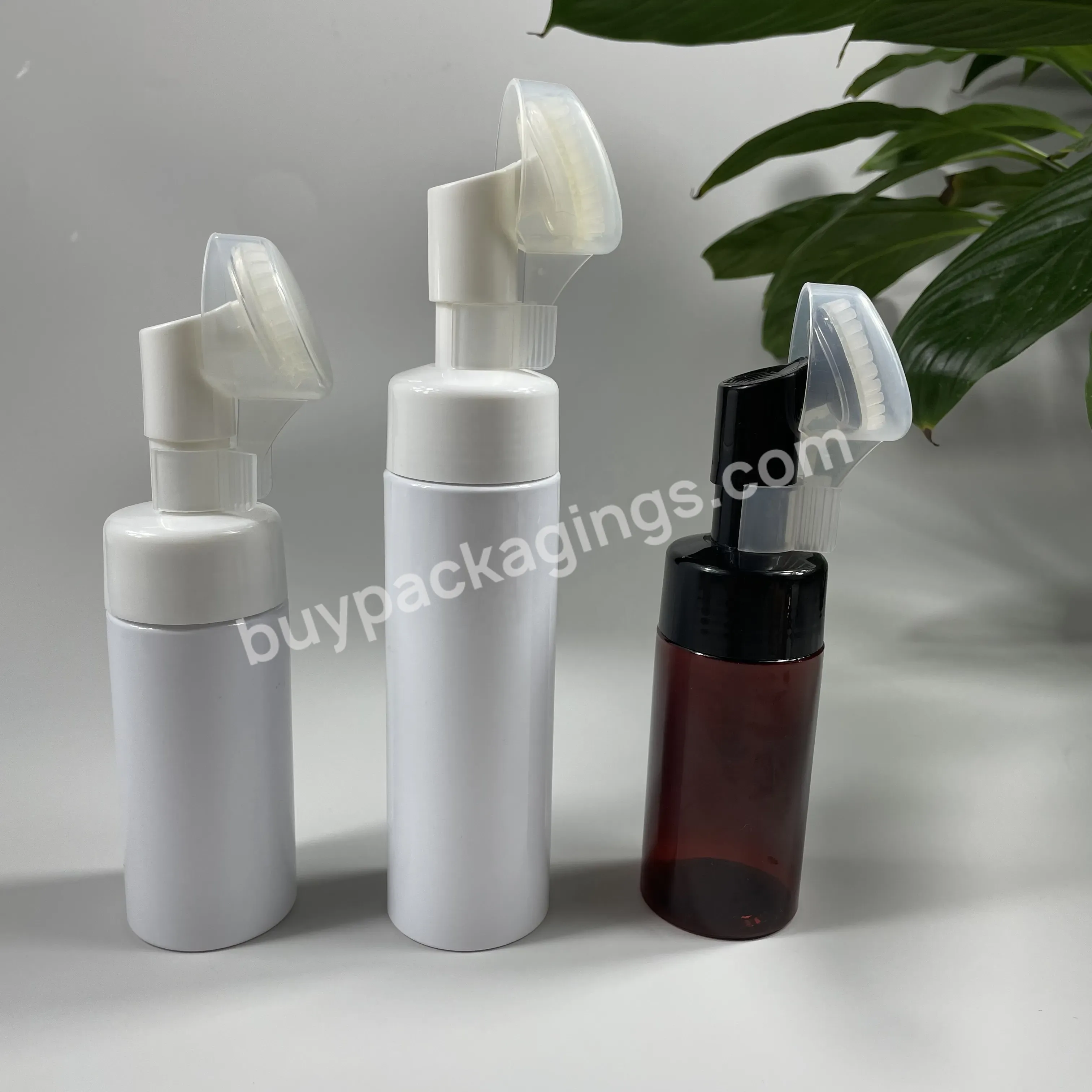 Eco Friendly Frost Pink Cosmetics Cream Jar Plastic Empty Toner Bottle 100ml Heart Silicone Brush Foam Pump Bottle Set Packing