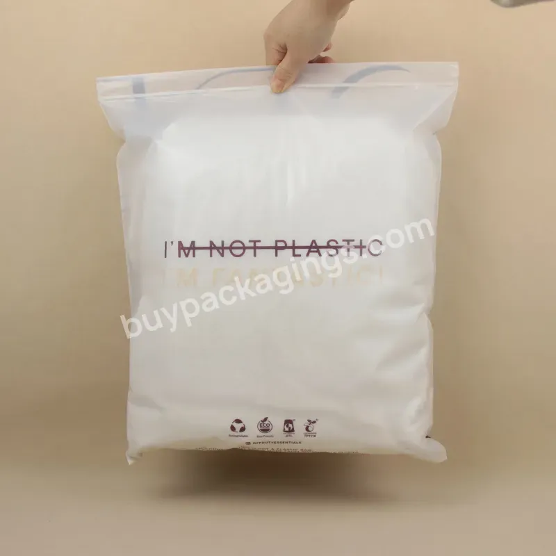 Eco Friendly Frosted Custom Garment Flexible And Compostable Package Zipper Clothing Bag Biodegradable Packaging
