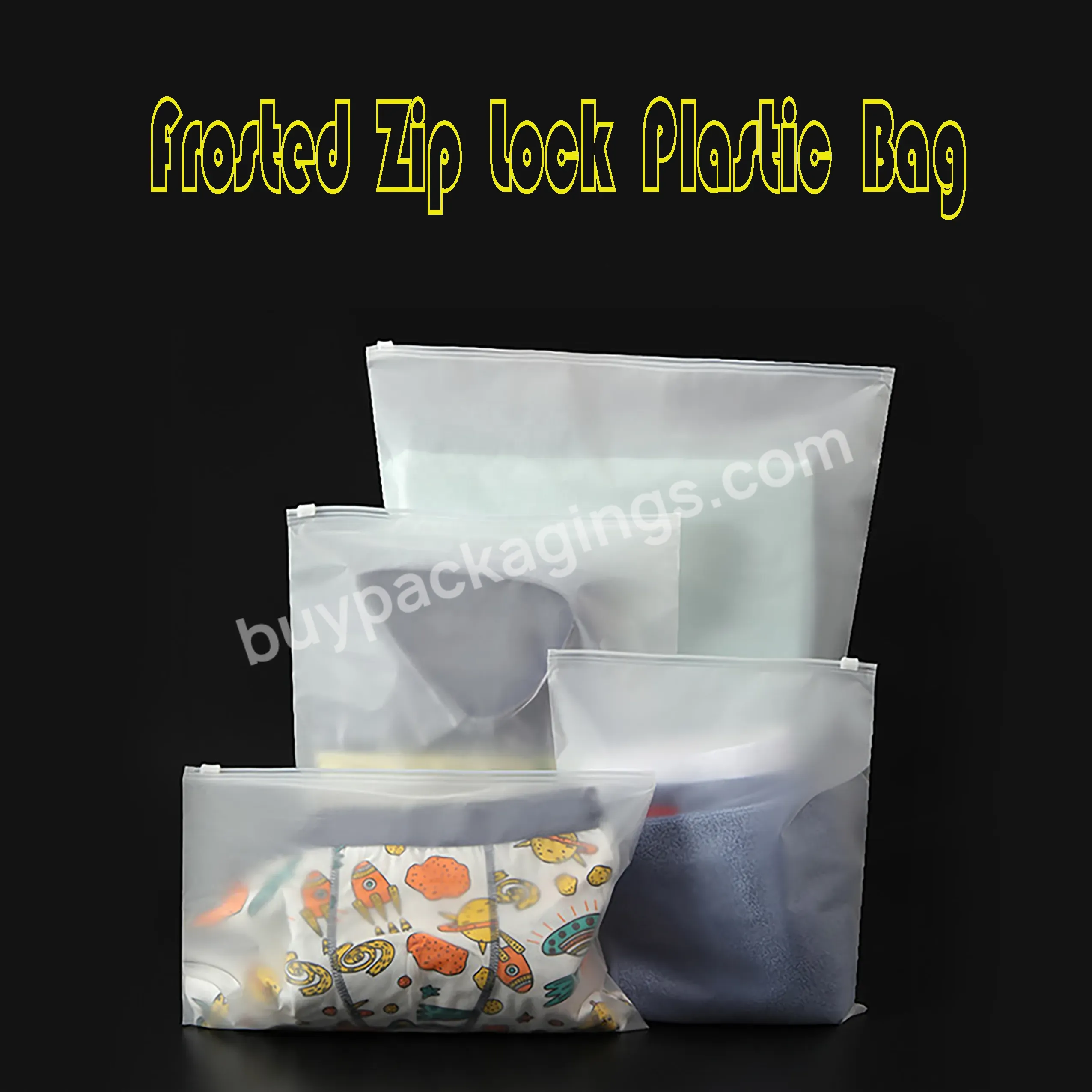 Eco Friendly Gravure Matte Logo Packaging Frosted Bag Plastic Frosted Clothing Pe Zipper Bags