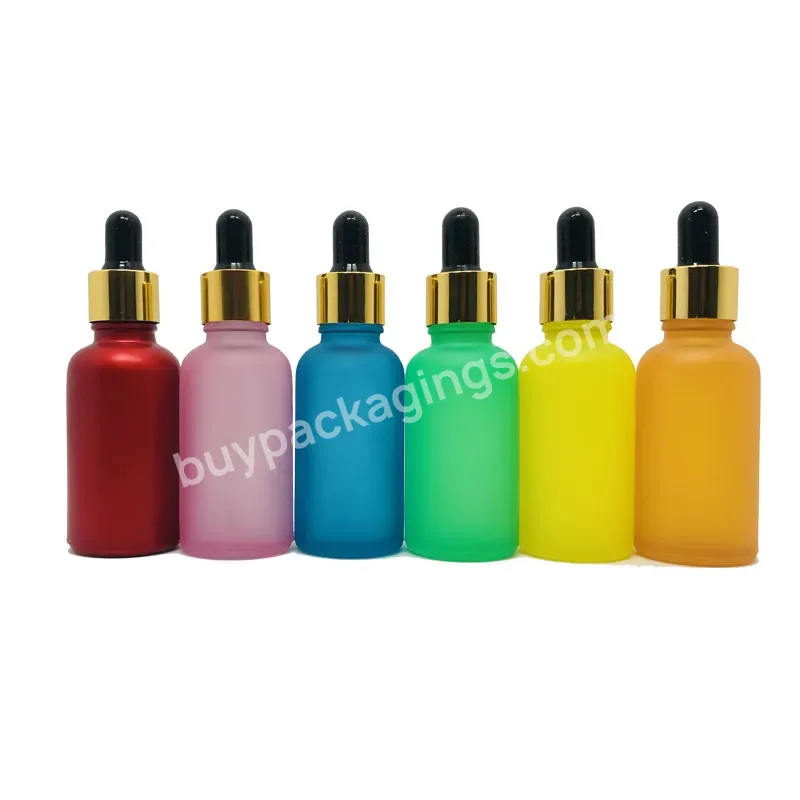 Eco Friendly Hair Oil Bottles 30ml 1 Oz Hair Oil Clear Frosted Matte Cosmetic Glass Serum Bottle With Gold Dropper Cap