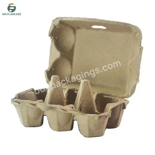 Eco Friendly Half Dozen Paper Pulp Egg Carton Molded Pulp 6 Cells Egg Container For Hens Chickens Duck Quail