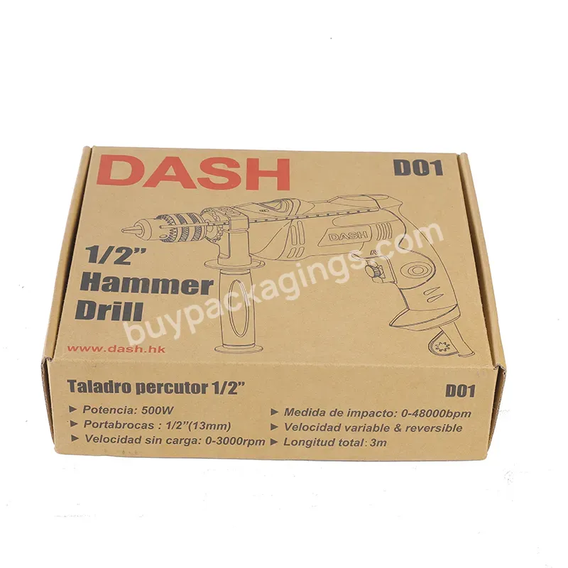 Eco-friendly Hammer Drill Paper Packaging Corrugated Brown Kraft Mailer Boxes With Logo Customized For Shipping