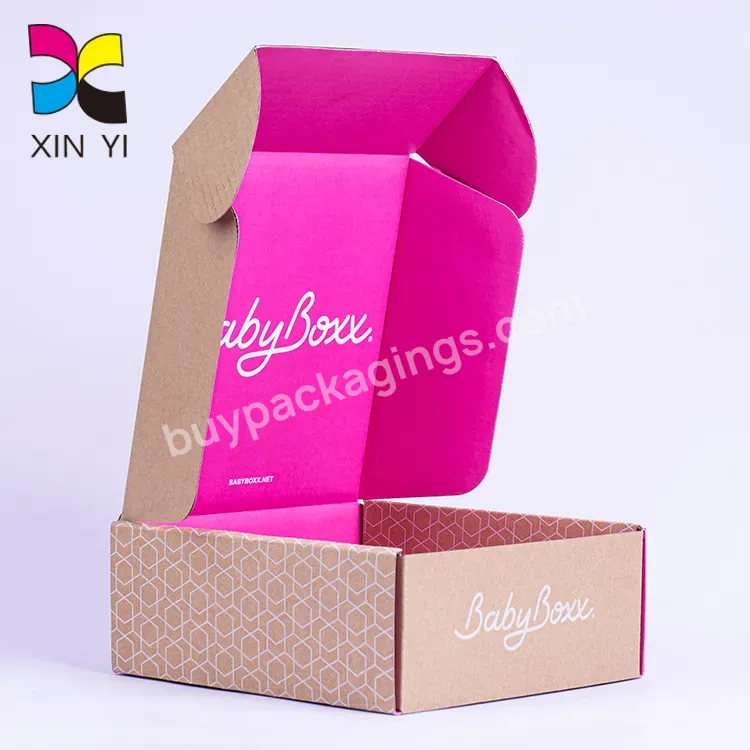 Eco Friendly High Quality Custom Pink Shipping Mailer Box 8x8x2.5 Inch Craft Paper Box