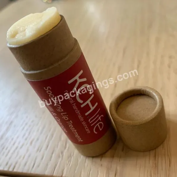 Eco Friendly Kraft Print Cardboard Cosmetic Jar Lip Balm Paper Packaging Deodorant Lip Balm Tube