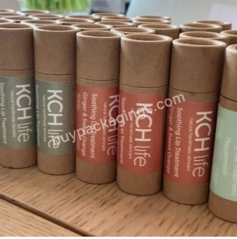 Eco Friendly Kraft Print Cardboard Cosmetic Jar Lip Balm Paper Packaging Deodorant Lip Balm Tube