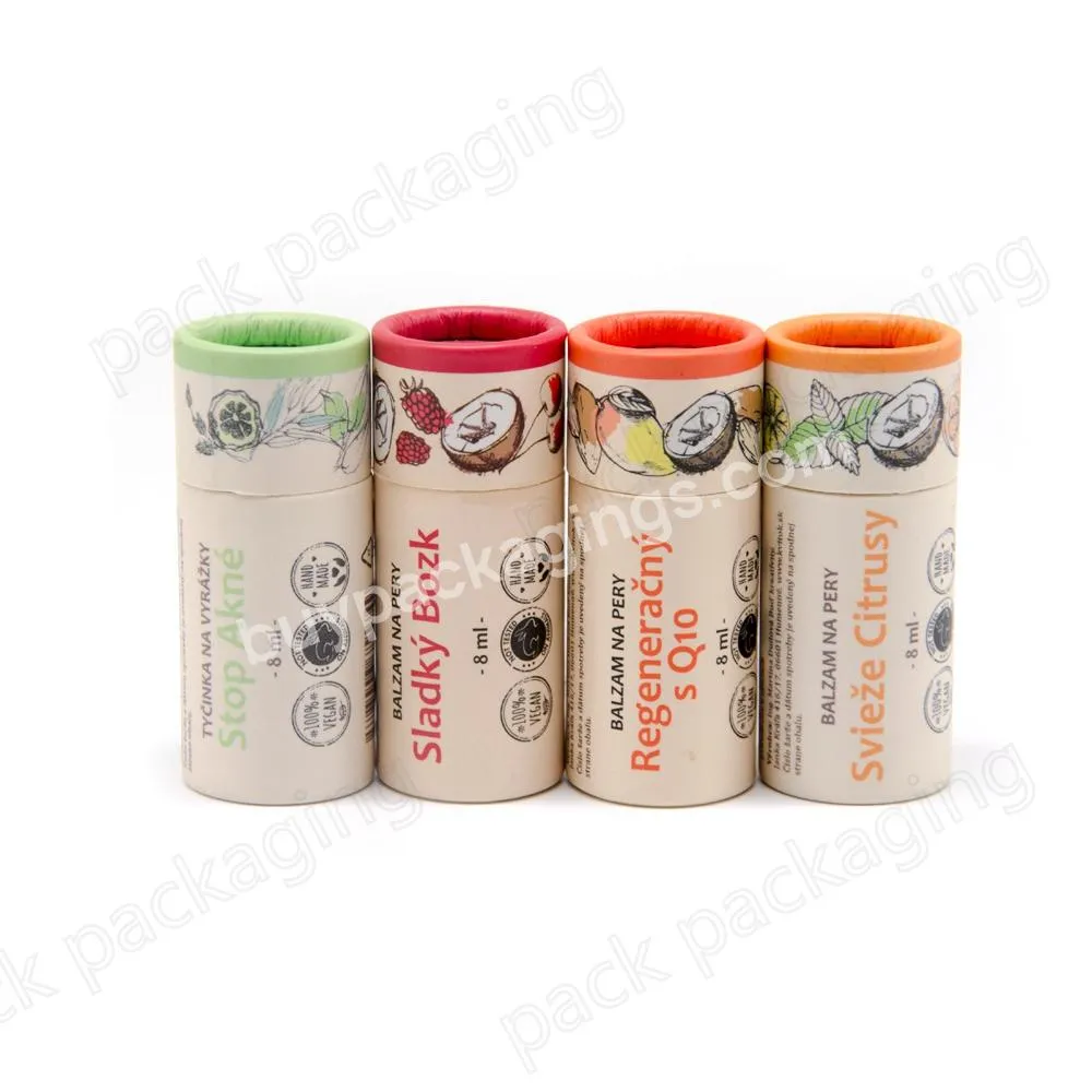 Eco Friendly Kraft Push Up Paper Tubes Deodorant Container Round Cardboard Box For Deodorant Stick Coated Wax Paper Inside