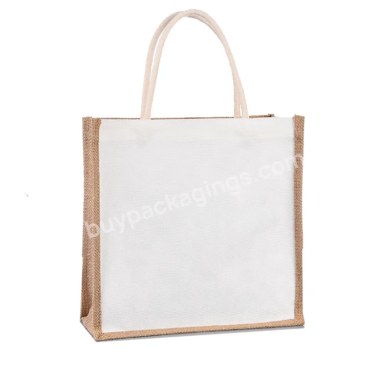 Eco Friendly Laminated Jute Bag Burlap Reusable Linen Beach Bag Hessian Shopping Tote Bags With Custom Logo