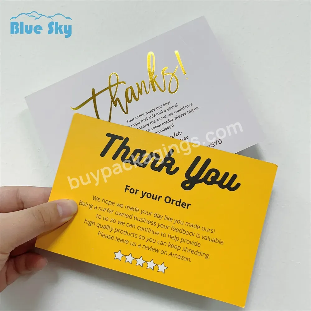 Eco Friendly Luxury Double-sided Customized Printing Color Gold Logo Holiday Thank-you Card Birthday Card