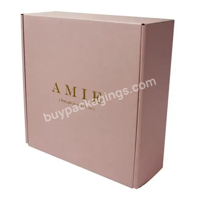 Eco Friendly Mailer Paper Boxes Packaging Custom Gold Foil Logo Pink Mailing Box